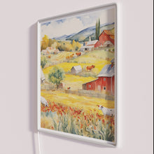 Charger l&#39;image dans la galerie, Vibrant Watercolor Countryside Landscape Rustic Farmhouse Decor Neon Sign Wall Light