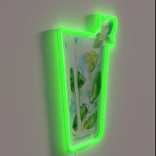 Charger l&#39;image dans la galerie, Watercolor Hand-Drawn Mojito Cocktail Illustration Neon Sign with Vibrant Color Accents