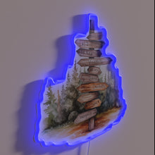 Charger l&#39;image dans la galerie, Unique Watercolor Inspired Rustic Wooden Sign with Neon Accent Lighting
