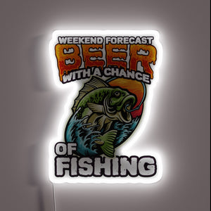 Neon Weekender Sign with Animated Bass and Beer Forecasts