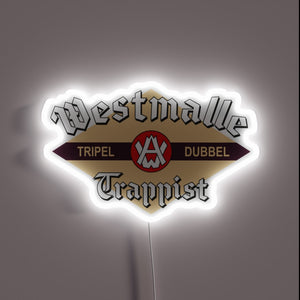 Neon Sign Depicting Iconic Westmalle Trappist Belgian Beer Logo Illuminated