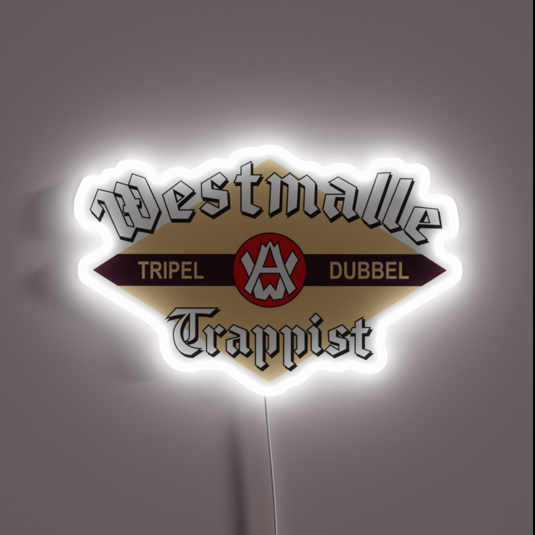 Neon Sign Depicting Iconic Westmalle Trappist Belgian Beer Logo Illuminated