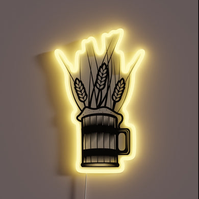 Vibrant LED Sign Depicting Wheat Beer in Bold Neon Colors