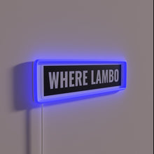 Charger l&#39;image dans la galerie, Neon Lamborghini logo wall decoration with customizable RGB lighting option.