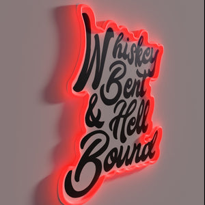 Whiskey-fueled rebellion illuminated by vibrant RGB neon lighting ambiance.