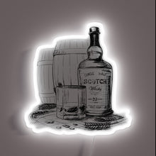 Charger l&#39;image dans la galerie, Illuminated whiskey distillery logo in vibrant multicolor neon lighting