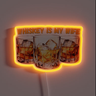 Whiskey-themed personalized gift for whiskey enthusiast RGB neon bar decoration.