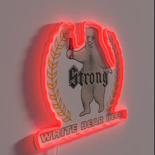 Charger l&#39;image dans la galerie, Vibrant retro neon sign featuring a white bear logo.