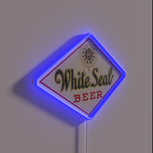 Vintage Defunct Brewery Sign: White Neon RGB Logo Illumination Design