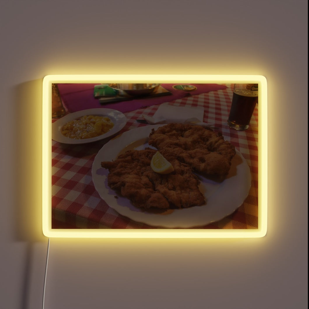 Gourmet Austrian-Style Pork Cutlet Neon Sign with Vibrant RGB Lighting