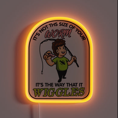 Glowing Neon Sign Featuring Color-Changing Worm Artwork for Anglers
