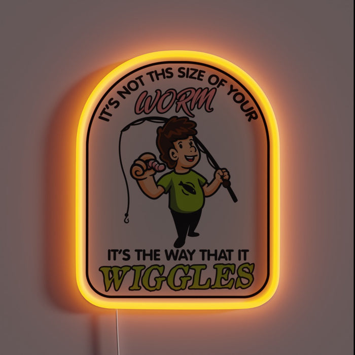Glowing Neon Sign Featuring Color-Changing Worm Artwork for Anglers