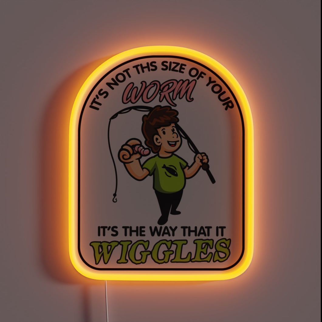 Glowing Neon Sign Featuring Color-Changing Worm Artwork for Anglers