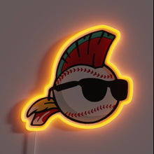 Charger l&#39;image dans la galerie, This neon artwork of a baseball-headed character rocking sunglasses and a mohawk is bursting with attitude — the perfect sign for fans who like their sports wild, fun, and full of personality.