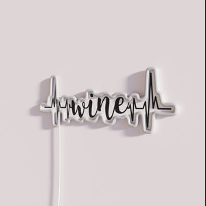 RGB Neon Sign for Home Decor with Wine and Heartbeat Design