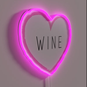Neon Heart Shaped Wine Sign with Colorful RGB Glass Accent