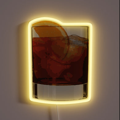 Old fashioned cocktail glass neon sign.
