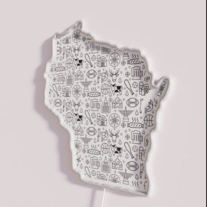 Vibrant Wisconsin Pattern RGB Neon Sign for Home Decor Enthusiasts