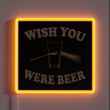 Charger l&#39;image dans la galerie, Whimsical bar decor with glowing &#39;Wish You Were Beer&#39; LED.