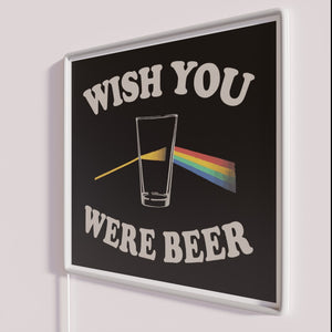 Neon bar sign with colorful RGB lighting, beer lovers unite always