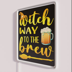 Quirky witch way to beer lovers dark humor Halloween neon sign