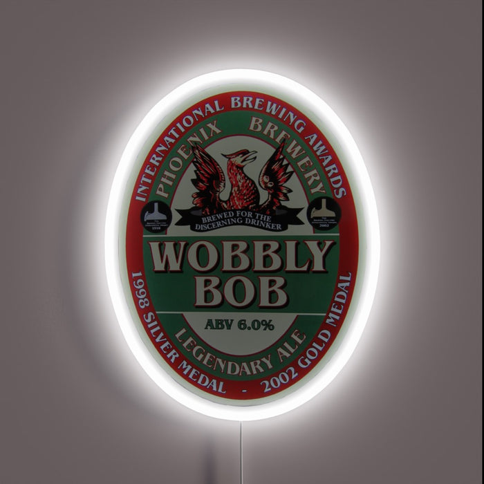 Retro-inspired beer pump clip decoration with vibrant RGB neon accents.
