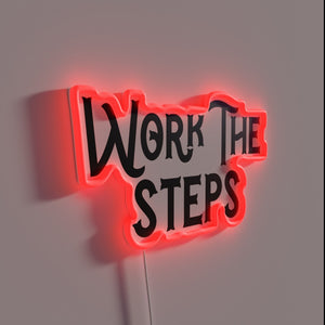 Motivational recovery inspiration in glowing color changing neon signage.
