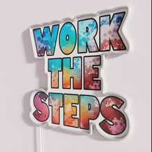 Charger l&#39;image dans la galerie, Colorful Neon Wall Sign Motivates Recovery with 12-Step Program Quote