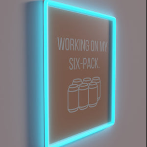 Gym Motivation Neon Sign with Flickering RGB Colors and Text.