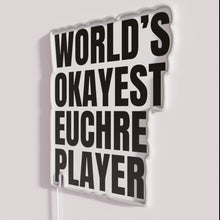Charger l&#39;image dans la galerie, Neon Sign for Humorous Euchre Enthusiast with Black and RGB Lighting