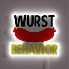 Charger l&#39;image dans la galerie, Neon Sign Reads &#39;Wurst Behavior&#39; in Colorful German-Inspired Font Style