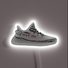Charger l&#39;image dans la galerie, Alt text: &quot;Neon outline of a Yeezy Boost 350 sneaker with &#39;SPLY-350&#39; text, glowing in white.&quot;
