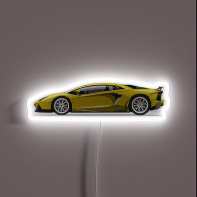 Brighten up your space with this vibrant yellow Lamborghini sign