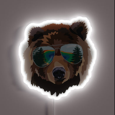 Bear with sunglasses Yellowstone neon sign.