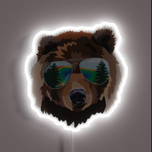 Bear with sunglasses Yellowstone neon sign.
