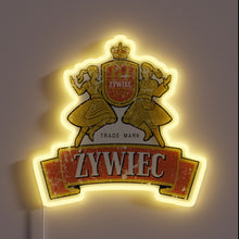 Charger l&#39;image dans la galerie, Traditional Polish brewery&#39;s iconic logo in vibrant RGB neon style