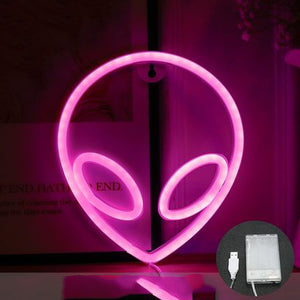 neon sign alien face