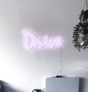Drive movie logo white led light neon