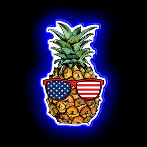 Ananas patriotique - Enseigne au néon du 4 juillet