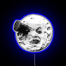 Charger l&#39;image dans la galerie, A Trip to the Moon Le Voyage Dans La Lune face only RGB neon sign blue