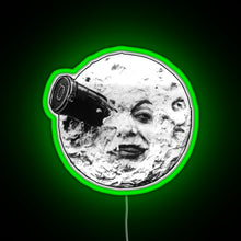 Charger l&#39;image dans la galerie, A Trip to the Moon Le Voyage Dans La Lune face only RGB neon sign green