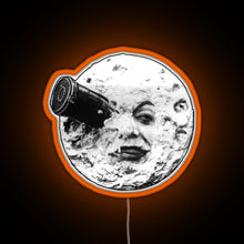 Charger l&#39;image dans la galerie, A Trip to the Moon Le Voyage Dans La Lune face only RGB neon sign orange