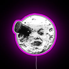 Charger l&#39;image dans la galerie, A Trip to the Moon Le Voyage Dans La Lune face only RGB neon sign  pink