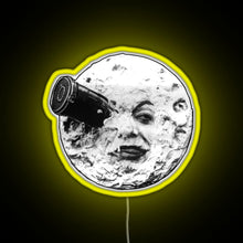 Charger l&#39;image dans la galerie, A Trip to the Moon Le Voyage Dans La Lune face only RGB neon sign yellow