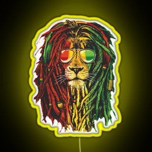 Awesome Design Bob Marley Funny Men Rasta Lion Women Who Love RGB neon sign yellow