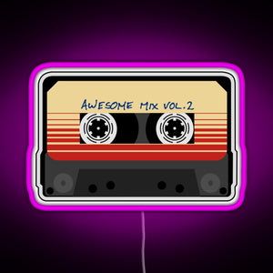 Awesome Mixtape Vol 2 Cassette Retro RGB neon sign  pink