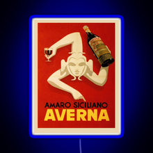 Charger l&#39;image dans la galerie, Bar Amaro Siciliano Averna Red Wine Italy Drink RGB neon sign blue