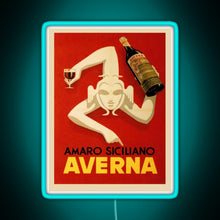 Charger l&#39;image dans la galerie, Bar Amaro Siciliano Averna Red Wine Italy Drink RGB neon sign lightblue 
