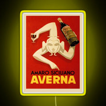 Charger l&#39;image dans la galerie, Bar Amaro Siciliano Averna Red Wine Italy Drink RGB neon sign yellow
