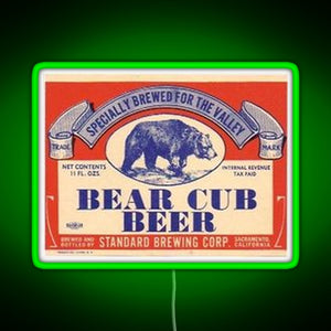Bear Cub Beer RGB neon sign green